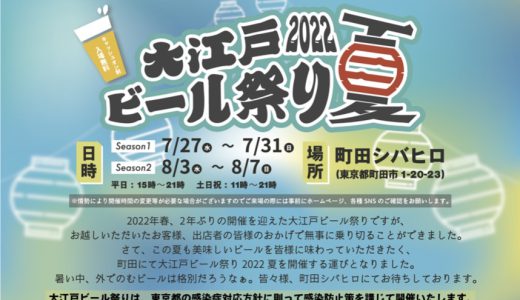 2022年7月27日(水)～31日(日）8月3日(水)～8月7日(日）【大江戸ビール祭り2022夏】が開催されます